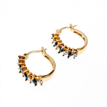 Sky Jewelry Серебряные серьги в позолоте с Сапфирами и Фианитами