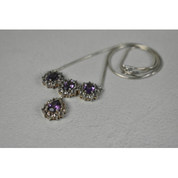 Sky Jewelry Серебряное ожерелье с камнями фиолетовый Турмалин и бесцветная Шпинель