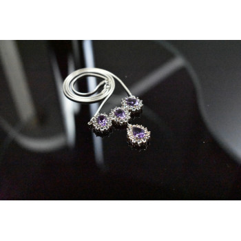 Sky Jewelry Серебряное ожерелье с камнями фиолетовый Турмалин и бесцветная Шпинель