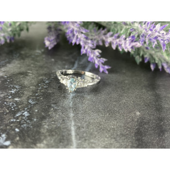 Sky Jewelry Серебряное кольцо с Аквамарином и Фианитами