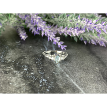 Sky Jewelry Серебряное кольцо с Аквамарином и Фианитами