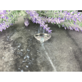 Sky Jewelry Серебряное кольцо с Аквамарином и Фианитами