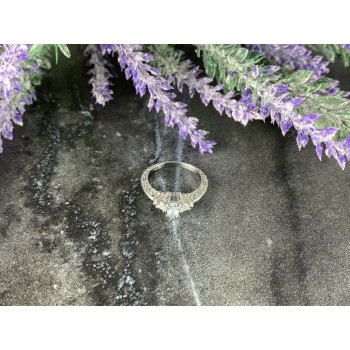 Sky Jewelry Серебряное кольцо с Аквамарином и Фианитами