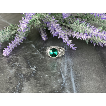 Sky Jewelry Серебряное кольцо с Изумрудом и Фианитами 925 проба