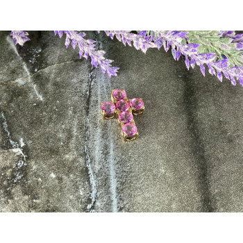 Sky Jewelry Серебряный крестик в позолоте с камнями  Розовый Топаз 925 проба