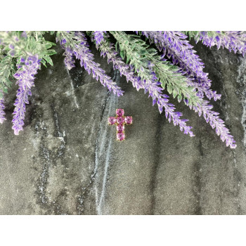 Sky Jewelry Серебряный крестик в позолоте с камнями  Розовый Топаз 925 проба