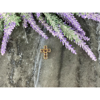 Sky Jewelry Серебряный крестик в позолоте с камнями  Розовый Топаз 925 проба