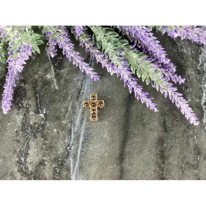 Sky Jewelry Серебряный крестик в позолоте с камнями  Розовый Топаз 925 проба