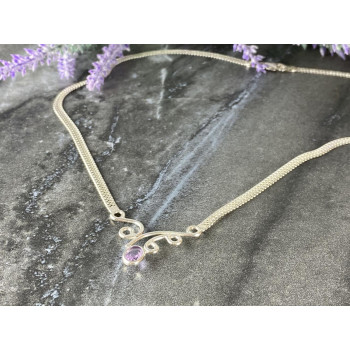 Sky Jewelry Серебряное ожерелье с Аметистом 925 проба Италия