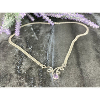 Sky Jewelry Серебряное ожерелье с Аметистом 925 проба Италия