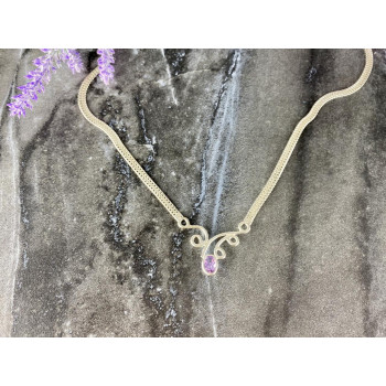 Sky Jewelry Серебряное ожерелье с Аметистом 925 проба Италия