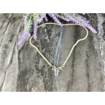 Sky Jewelry Серебряное ожерелье с Аметистом 925 проба Италия