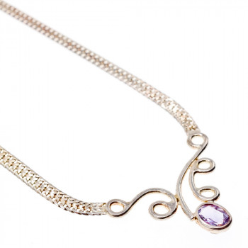 Sky Jewelry Серебряное ожерелье с Аметистом 925 проба Италия
