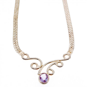 Sky Jewelry Серебряное ожерелье с Аметистом 925 проба Италия