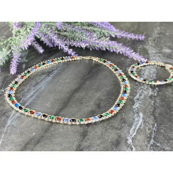 Sky Jewelry Серебряный набор Italy Milor с разноцветным Агатом