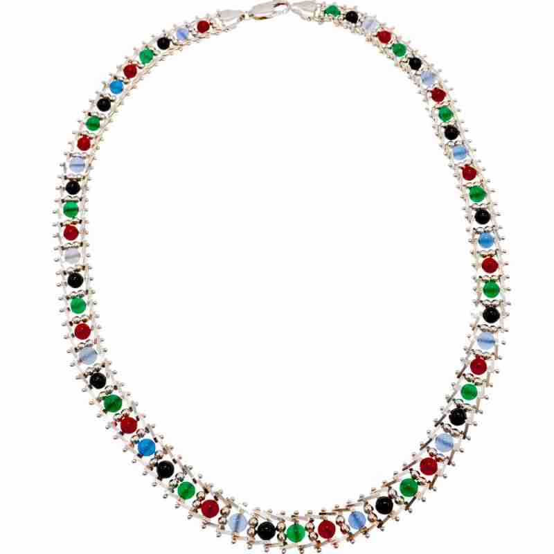 Sky Jewelry Серебряный набор Italy Milor с разноцветным Агатом