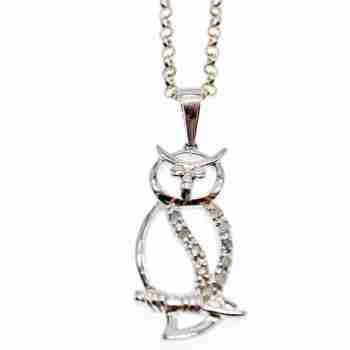 Sky Jewelry Серебряная цепочка с кулоном фианиты 925 проба *Сова