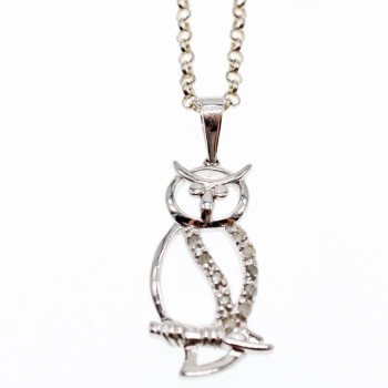 Sky Jewelry Серебряная цепочка с кулоном фианиты 925 проба *Сова*