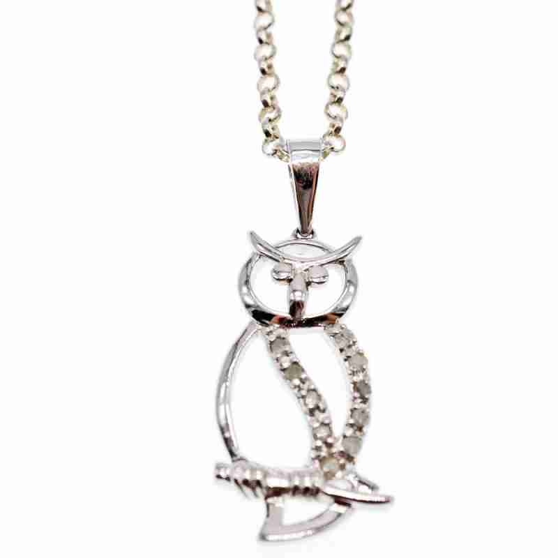 Sky Jewelry Серебряная цепочка с кулоном фианиты 925 проба *Сова