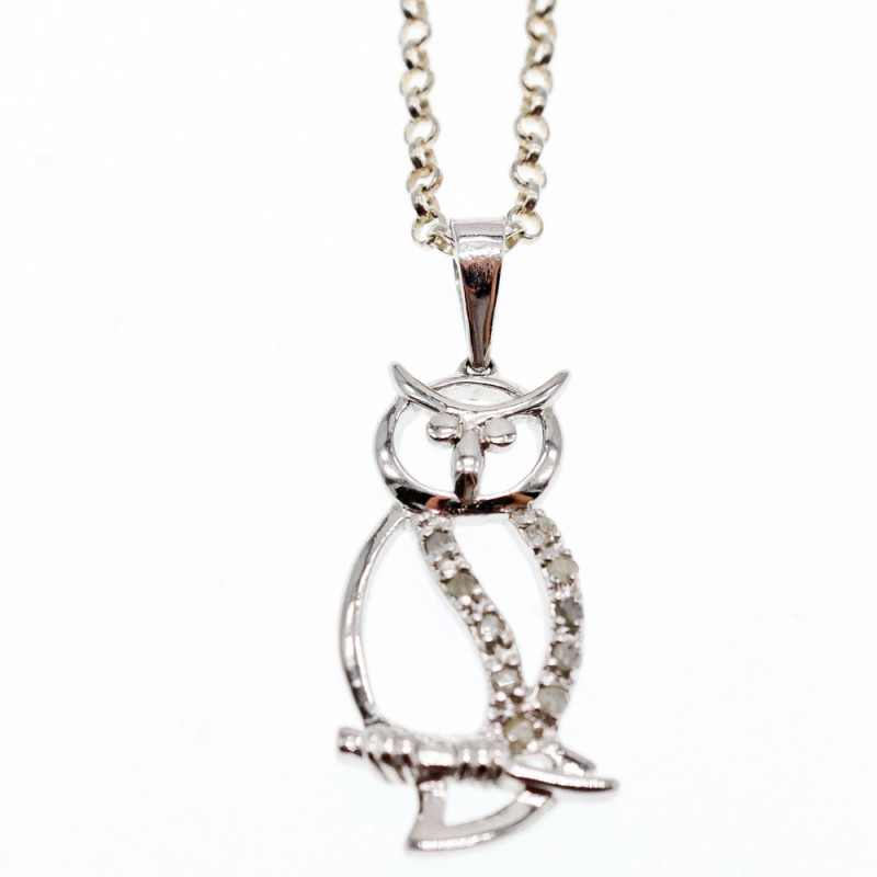 Sky Jewelry Серебряная цепочка с кулоном фианиты 925 проба *Сова*