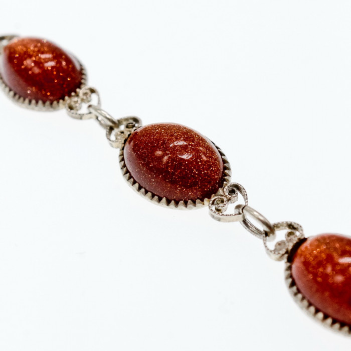 Sky Jewelry Винтажный Серебряный набор с Авантюрином и Перламутром