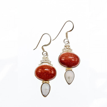 Sky Jewelry Винтажный Серебряный набор с Авантюрином и Перламутром