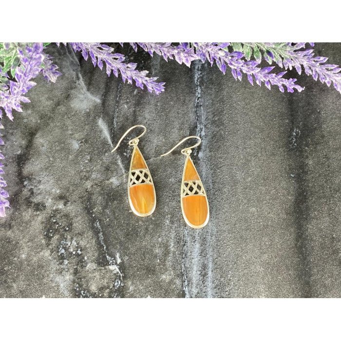 Sky Jewelry Винтажные Серебряные серьги с Агатом 925 проба