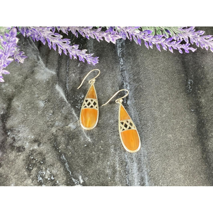 Sky Jewelry Винтажные Серебряные серьги с Агатом 925 проба