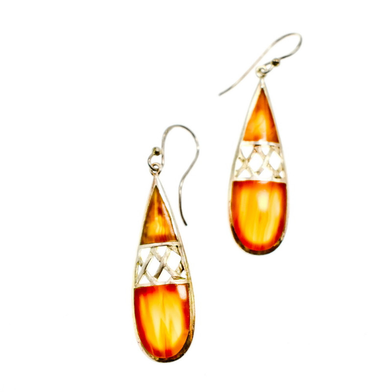 Sky Jewelry Винтажные Серебряные серьги с Агатом 925 проба