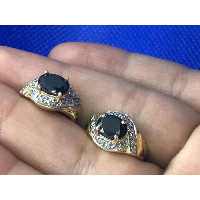 Sky Jewelry Серебряные серьги (позолота) с темным сапфиром