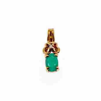 Sky Jewelry Золотой кулон с Изумрудом и Бриллиантом  10К (417 проба)