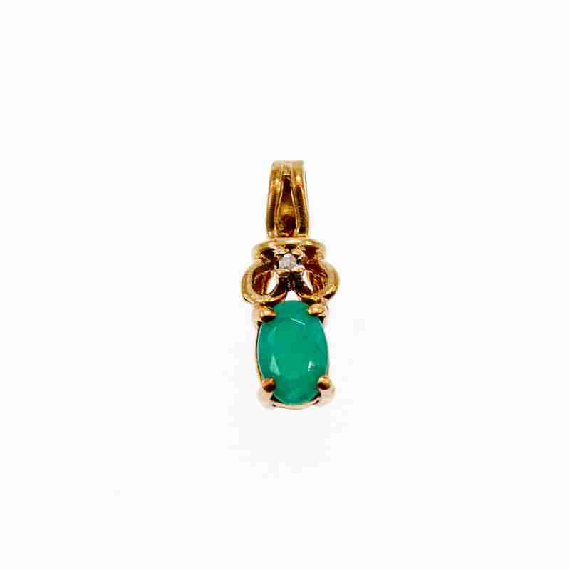 Sky Jewelry Золотой кулон с Изумрудом и Бриллиантом  10К (417 проба)