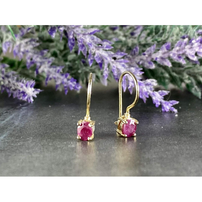 Sky Jewelry Серебряные Серьги в позолоте 925 проба с Рубином