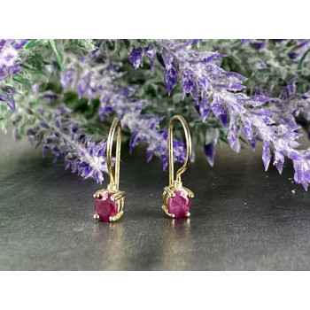 Sky Jewelry Серебряные Серьги в позолоте 925 проба с Рубином