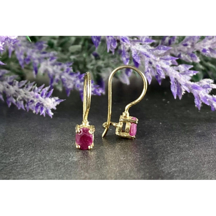 Sky Jewelry Серебряные Серьги в позолоте 925 проба с Рубином