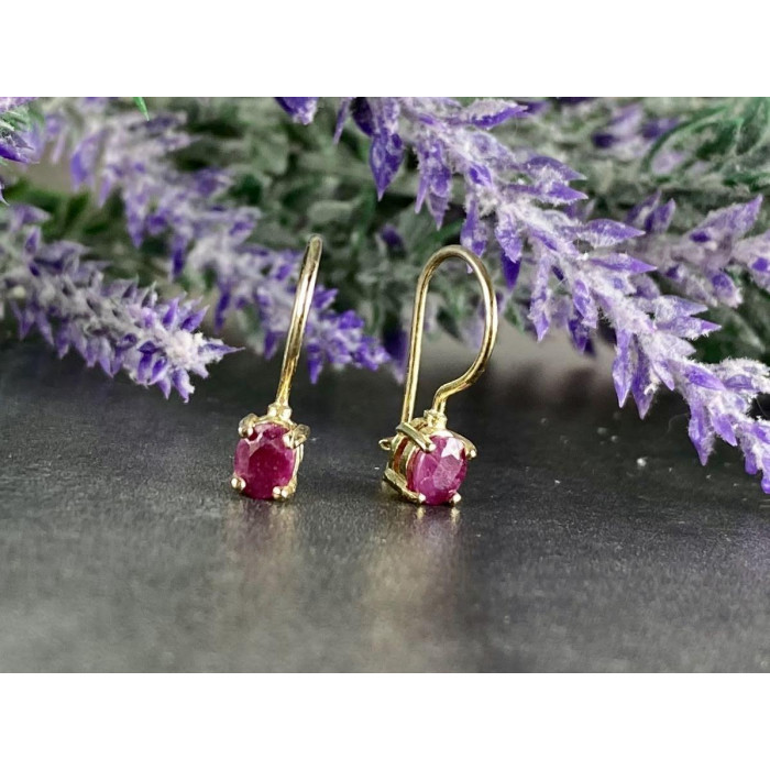 Sky Jewelry Серебряные Серьги в позолоте 925 проба с Рубином