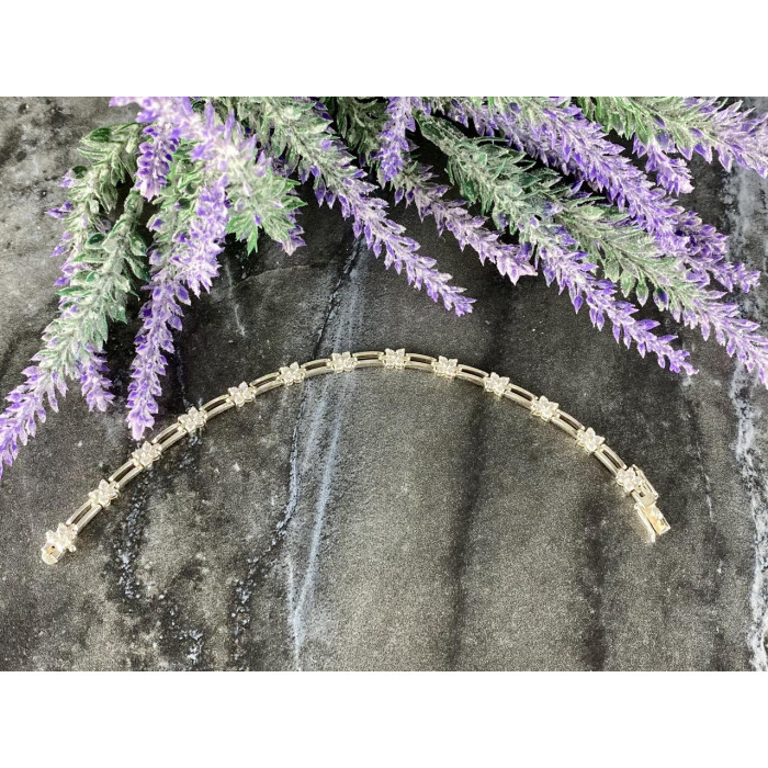 Sky Jewelry Серебряный браслет с фианитами 925 проба *Цветы*