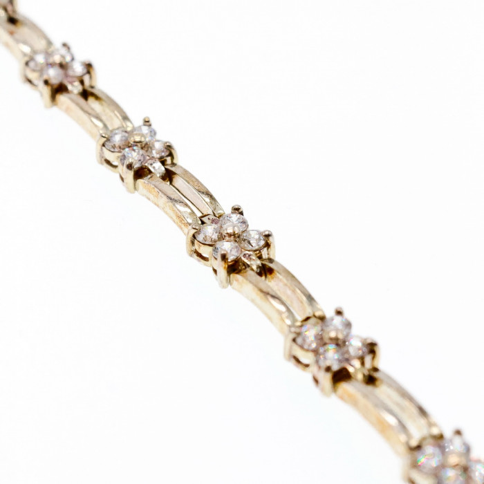 Sky Jewelry Серебряный браслет с фианитами 925 проба *Цветы*