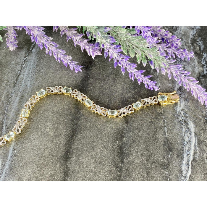 Sky Jewelry Серебряный браслет в позолоте 925 пробы с голубой Шпинелью