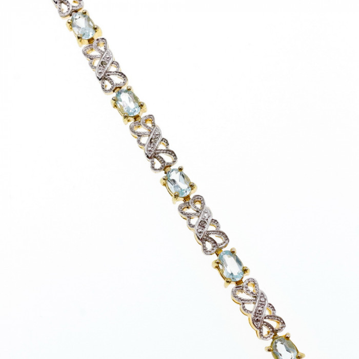 Sky Jewelry Серебряный браслет в позолоте 925 пробы с голубой Шпинелью