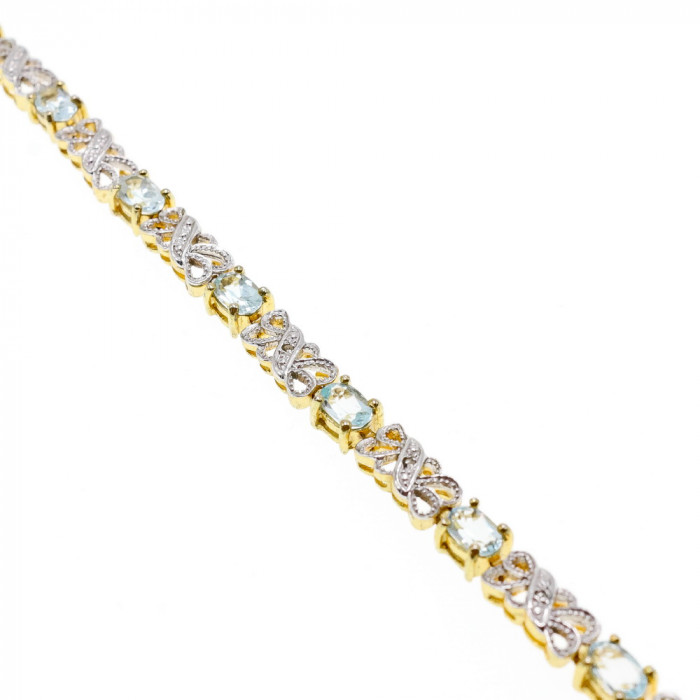 Sky Jewelry Серебряный браслет в позолоте 925 пробы с голубой Шпинелью