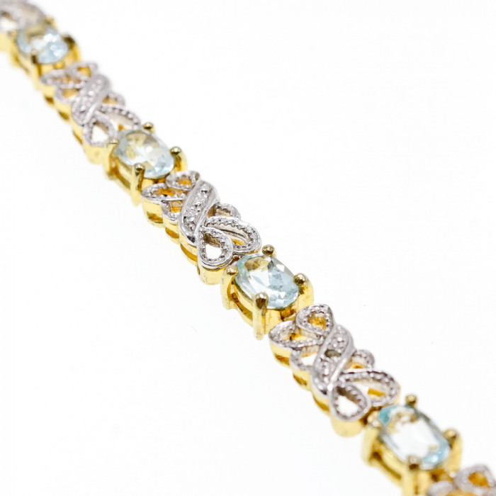 Sky Jewelry Серебряный браслет в позолоте 925 пробы с голубой Шпинелью