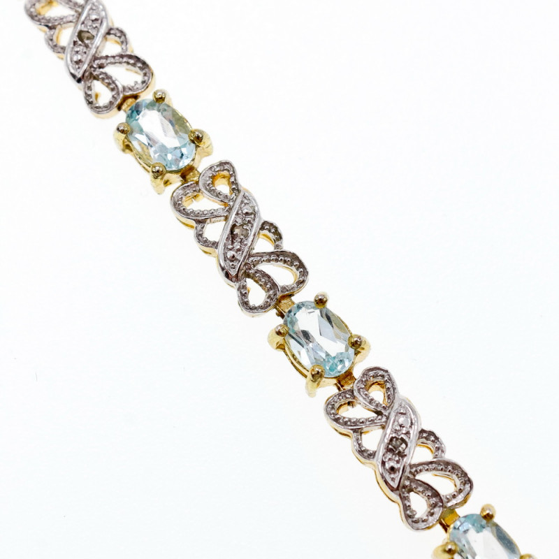 Sky Jewelry Серебряный браслет в позолоте 925 пробы с голубой Шпинелью