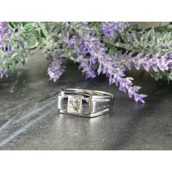 Sky Jewelry Мужское Серебряное Кольцо 925 проба с камнем Белый Сапфир