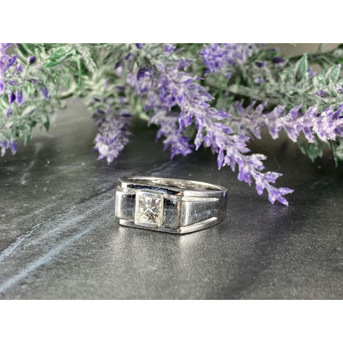 Sky Jewelry Мужское Серебряное Кольцо 925 проба с камнем Белый Сапфир