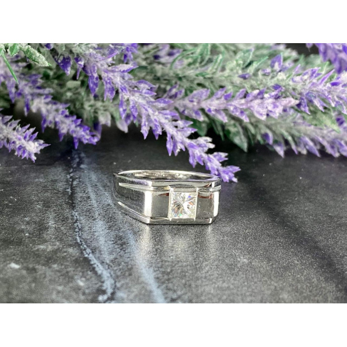 Sky Jewelry Мужское Серебряное Кольцо 925 проба с камнем Белый Сапфир