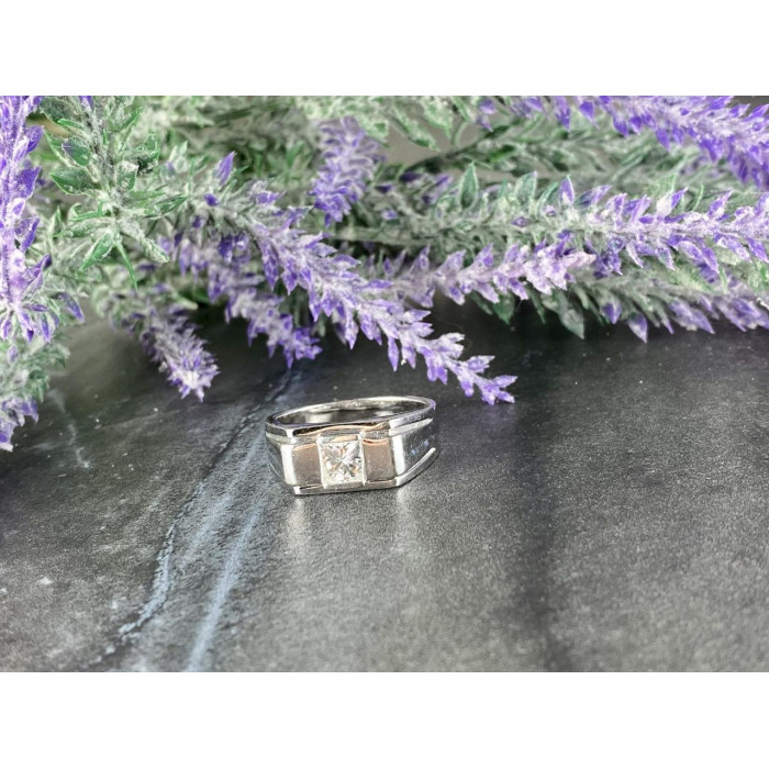 Sky Jewelry Мужское Серебряное Кольцо 925 проба с камнем Белый Сапфир