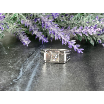 Sky Jewelry Мужское Серебряное Кольцо 925 проба с камнем Белый Сапфир