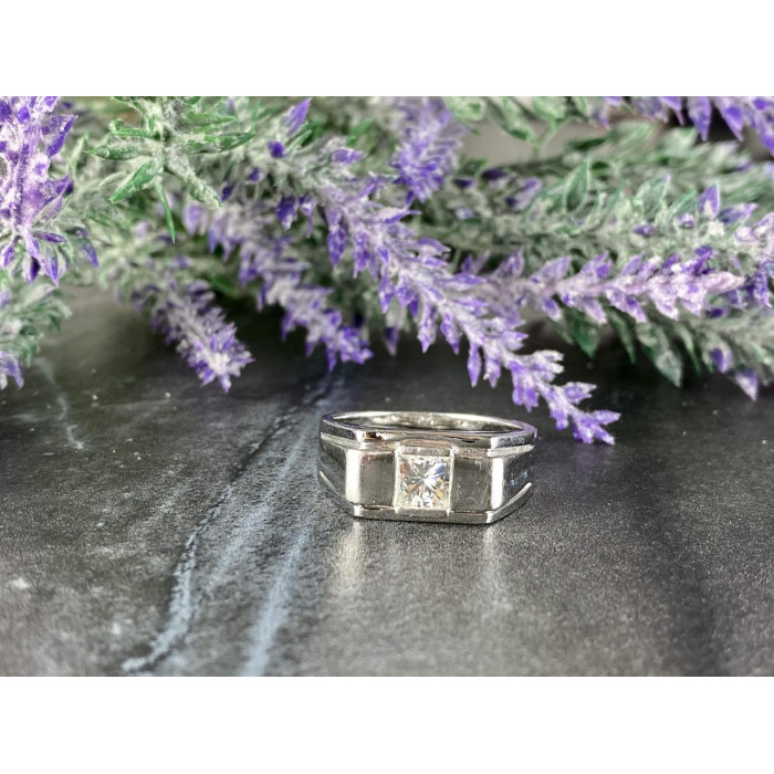 Sky Jewelry Мужское Серебряное Кольцо 925 проба с камнем Белый Сапфир