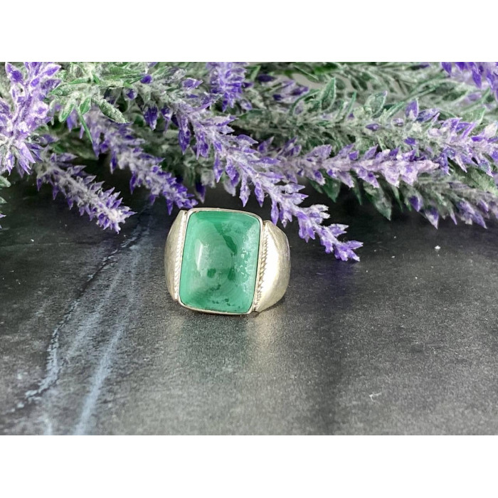 Sky Jewelry Мужское Серебряное Кольцо 925 проба с зеленым Нефритом